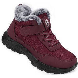 〽️Women's 83-red SHIBEVER Winter Snow Warm Fur Lined Waterproof Ankle Boots